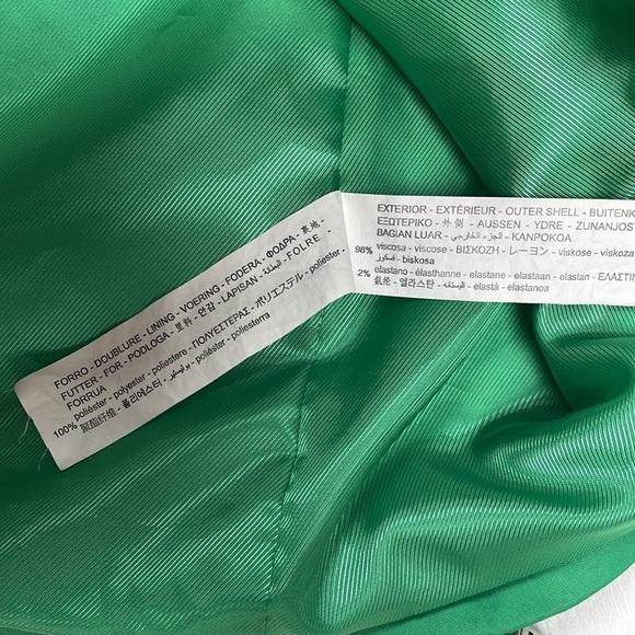 Zara Satin Effect Straight Cut Single Breasted Boyfriend Blazer Kelly Green Med - Picture 11 of 12